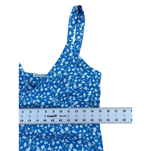 Reformation Lynda Blue Floral Print Midi Dress, Size 8 - Picture 6 of 14